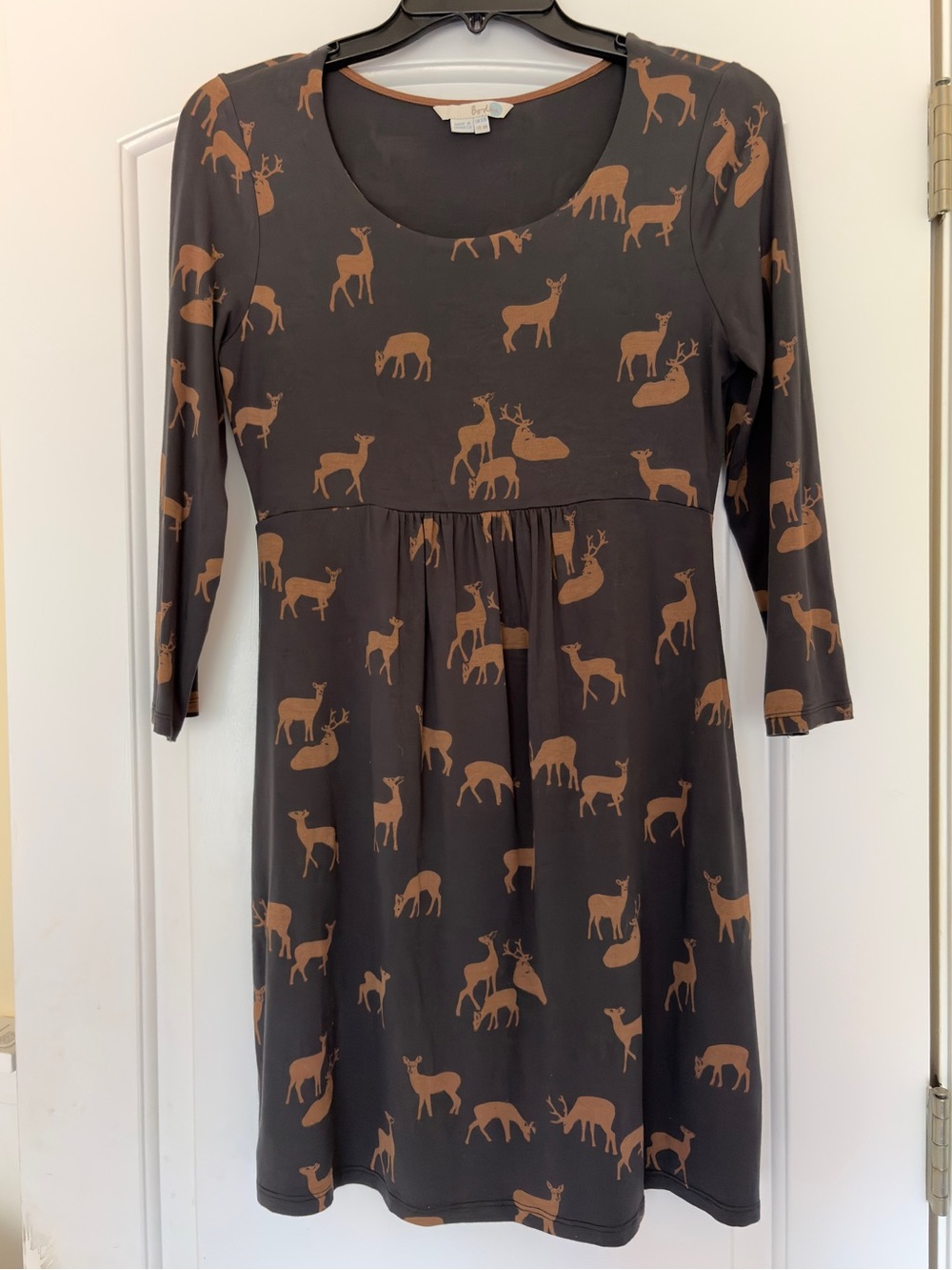 Boden Oh Deer Tunic Dress Grey Copper Tan Soft Women’s Size 8